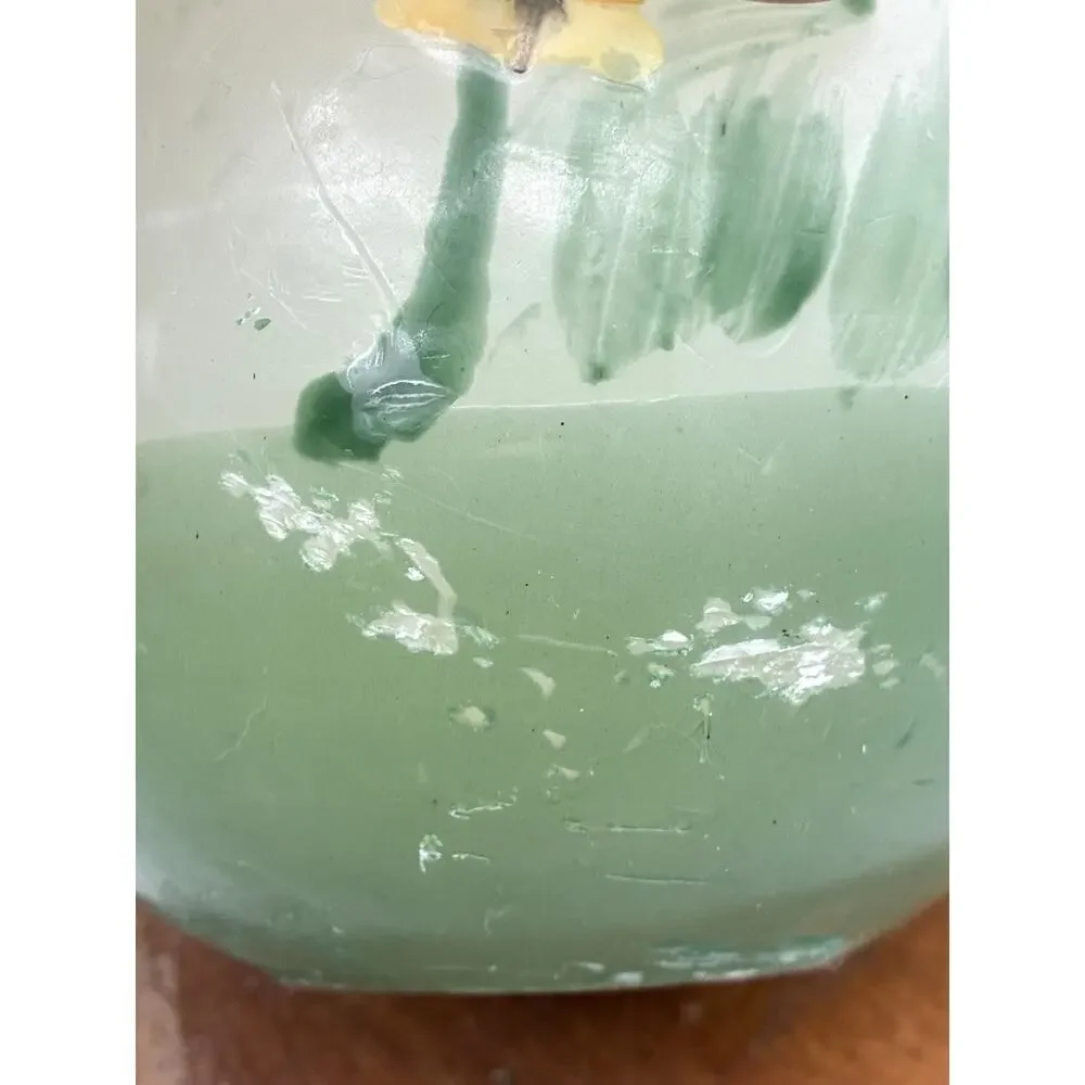 Vintage Handmade Sphere Candle Pressed Flowers Wood Base 5” Boho Decor